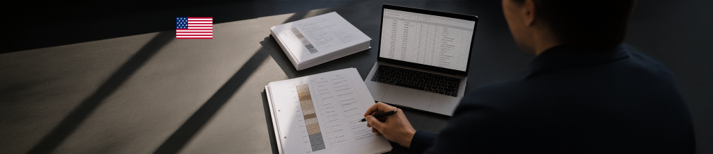 Professional reviewing geotechnical documents beside a laptop displaying structured data, illustrating AI powered document analysis and data extraction workflow.